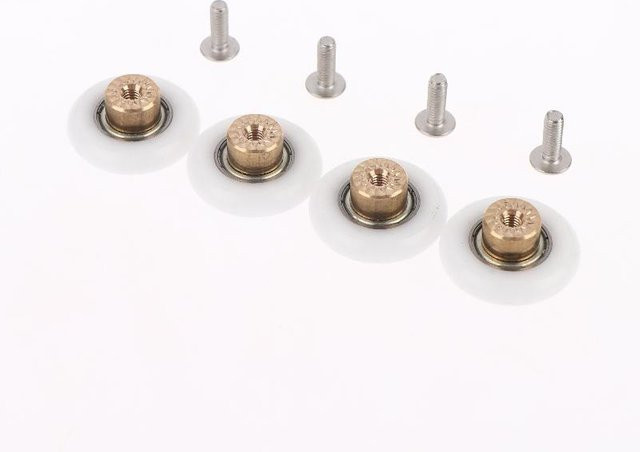 4 Stück Changqing Duschkabinenrollen Ersatzteile aus Messing und Edelstahl in Weiß für Glasschiebetüren, Durchmesser: 27 mm - Bild 1