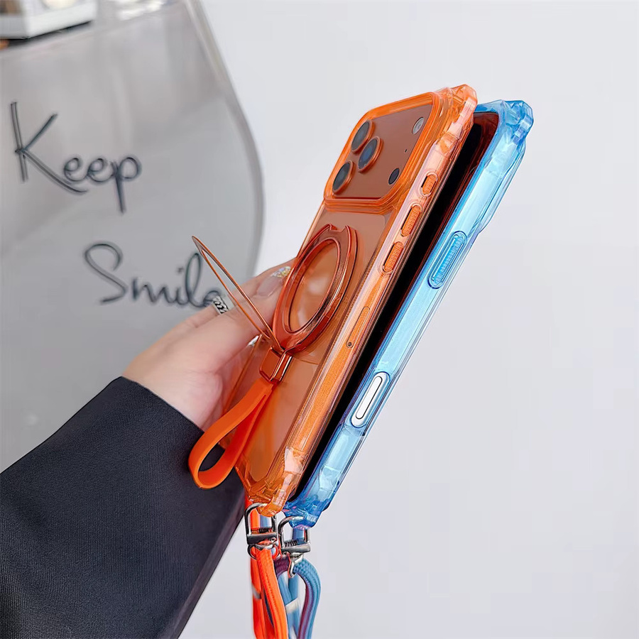 Xeber Magnetische Halterungshülle für iPhone 11 bis iPhone 17 Pro Max, luftstoßfest mit Umhängeband und Lanyard, Farbe: Blau - Bild 3