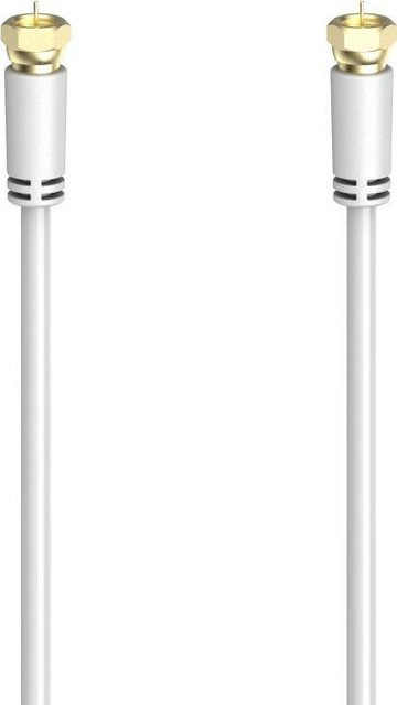 Hama Classic Line SAT-Anschlusskabel mit F-Stecker, vergoldet, 5 m, 100 dB, Weiß - Bild 1