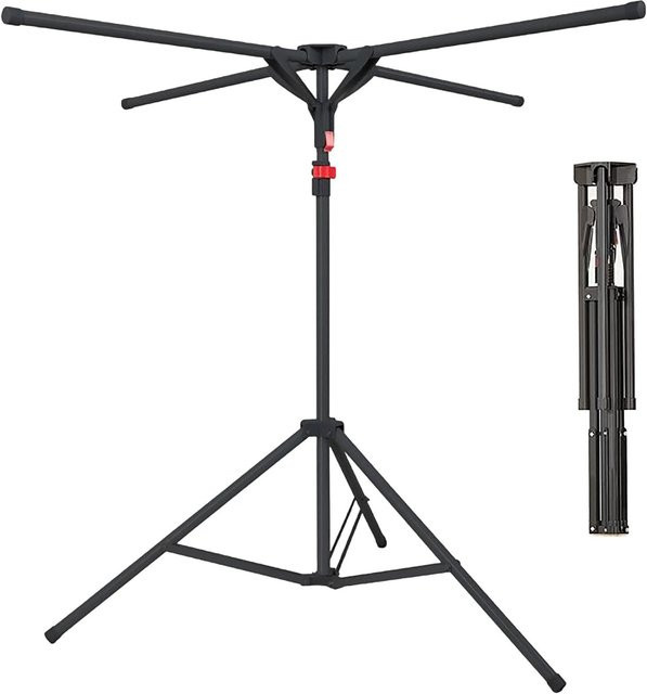 Relaxdays Wäscheständer klappbar aus Stahl und Kunststoff in Schwarz, B: 100 cm, H: 125 cm, T: 180 cm - Bild 1