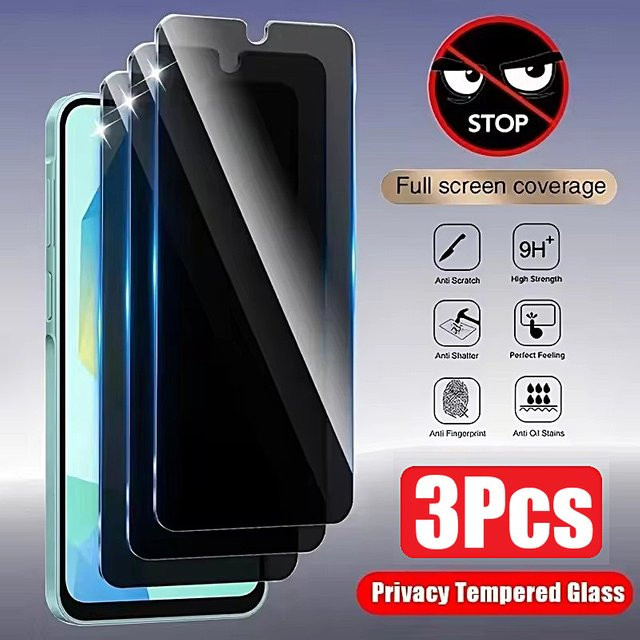 3er-Set Privatsphäre-Schutzglas für Samsung Galaxy M32 M42 M52 F42 F52 5G A02 A02S A12 A72 M02 M02S M12 M22 M62 F12 F22 F62 Transparent - Bild 1