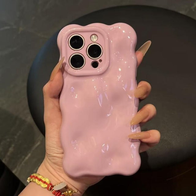 YULIN Handyhülle mit Candy Wolken Wellenmuster aus weichem Silikon für iPhone 15 in Pink - Bild 1