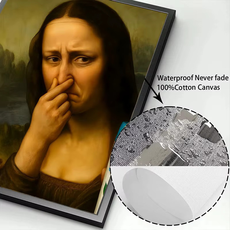 Potdemiel Mona Lisa Wandkunst als lustiger Leinwanddruck im Vintage-Stil für Waschraum und Flur, mehrfarbig - Bild 3