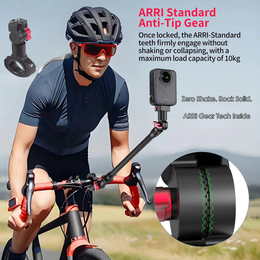 FEICHAO Fahrradlenker-Kamerahalterung in Schwarz mit 360-Grad-Schwenkfunktion und magnetischer Halterung für DJI OSMO 360 Action, inklusive Schnellspanner für Rohre von 22 bis 32 mm - Bild 4