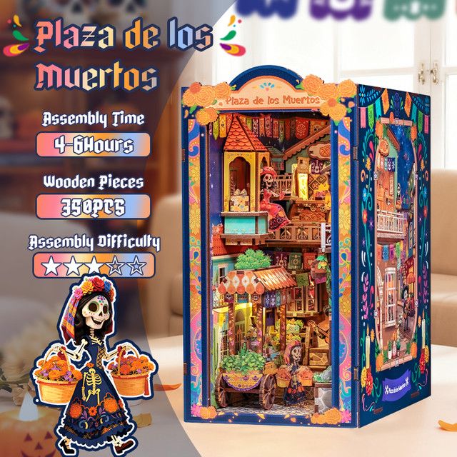 CUTEBEE 3D Holz-Puppenhaus Buchnische DIY Miniaturhaus Puzzle Multicolor für Erwachsene als kreatives Bücherregal und Raumdekoration - Bild 1
