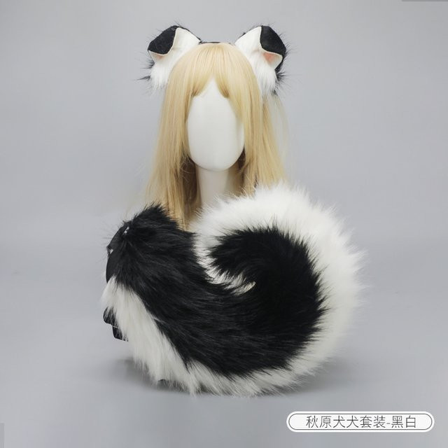 Anime Hund Ohr Stirnband und Schwanz, Plüsch, 2-teiliges Set - Bild 1