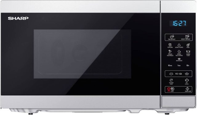 Sharp YC-MS02ES Mikrowelle in Silber, Schwarz und Weiß mit Glasfront, 800W, B/H/T: 44 x 25,8 x 32,4 cm - Bild 1