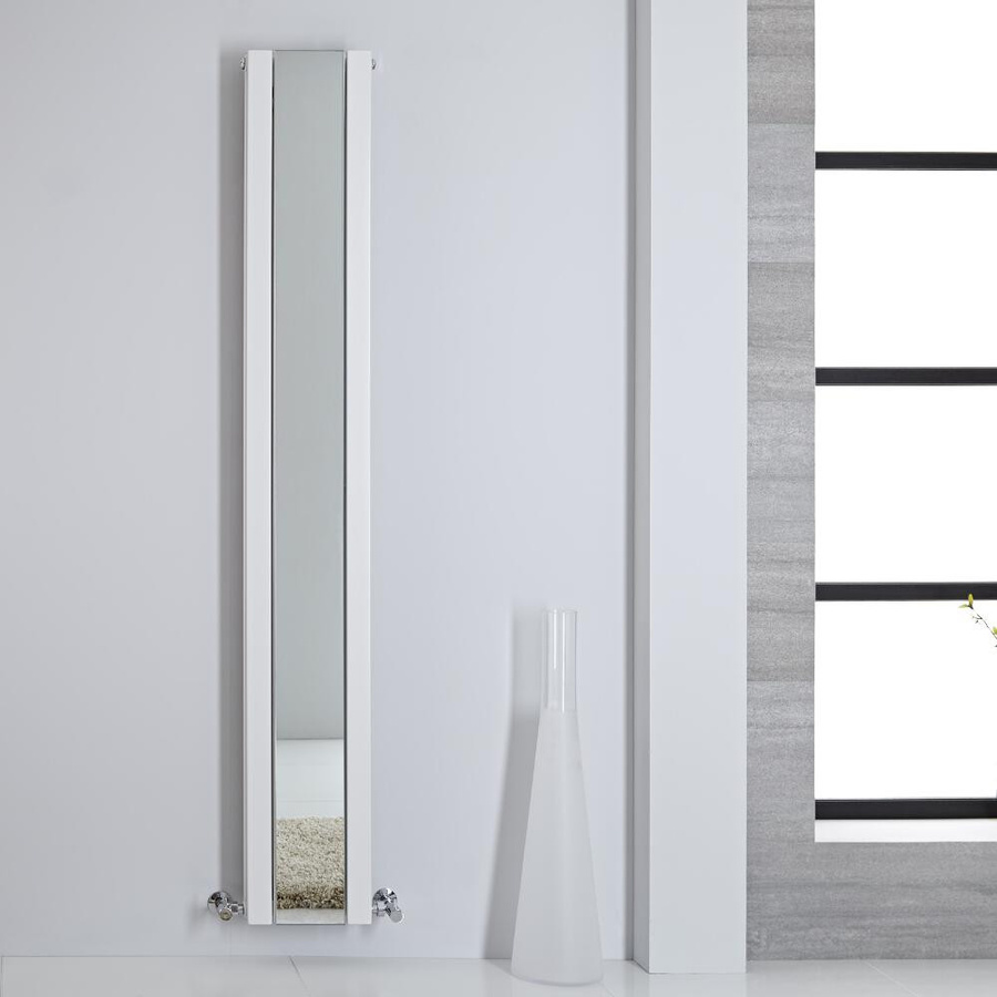 Hudson Reed Design Spiegelheizkörper Vertikal aus Stahl in Weiß, Höhe: 180 cm, Breite: 26,5 cm - Bild 1