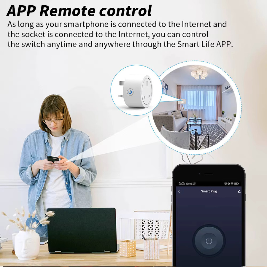 Tuya Smart WLAN Steckdose mit Messfunktion und Timer in Weiß mit UK-Stecker, kompatibel mit Smart Life App, Alexa und Google Home - Bild 2