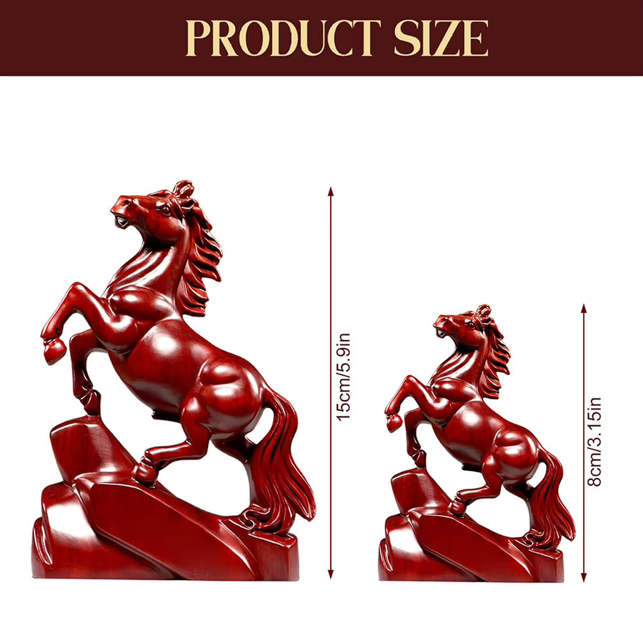 DOORSACCERY Pferd-Statue 2026 Sternzeichen als chinesische Neujahrsdekoration in Schwarz - Bild 2