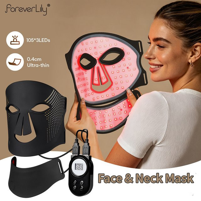 foreverlily LED-Gesichtsmaske mit Nackenbereich, 105 LEDs, Unisex - Bild 1