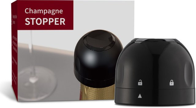 Vakuum Weinverschluss aus Silikon für Rotwein und Champagner, Schwarz, 2 Stück - Bild 1