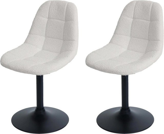 CHEFGASTRO Esszimmerstuhl 2er-Set aus Bouclé und Stahl in Beige, H: 83 cm, B: 47 cm, T: 43 cm, Sitzhöhe: 47 cm