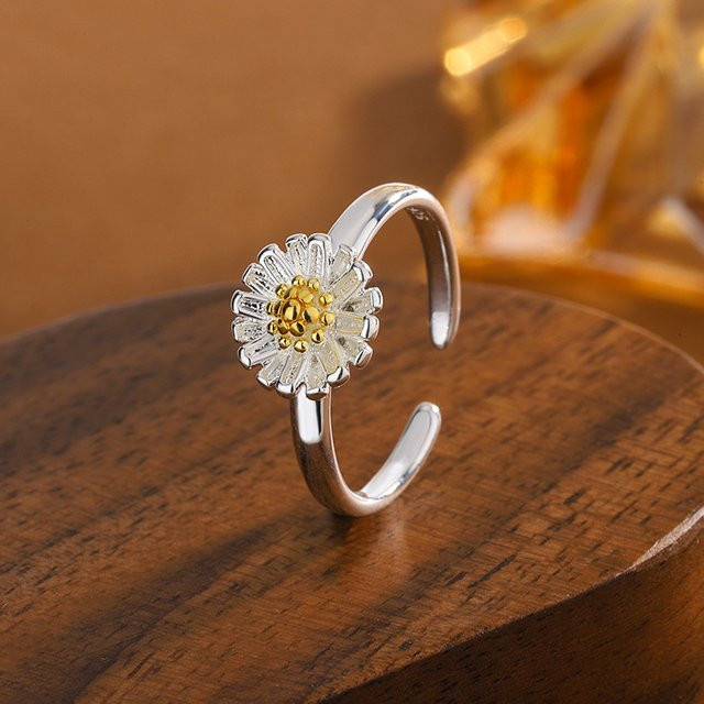 GaGa-Duck Ring 925 Silber, Chrysantheme, Blumen - Bild 1