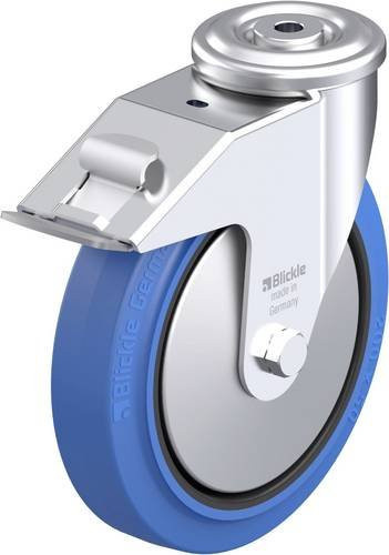 Blickle Stahlblech-Lenkrolle LER-POEV 200XR-FI-SB-FA in Blau und Schwarz mit 200 mm Rad-Durchmesser und 300 kg Tragfähigkeit - Bild 1