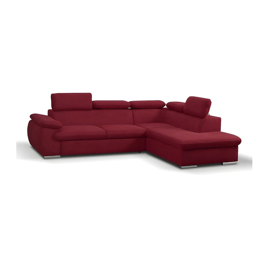 Vente-unique Schlafsofa Fabien in Rot mit L-Form und Schlaffunktion, Breite: 271 cm - Bild 2