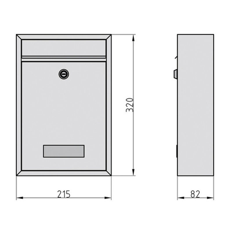BASI Briefkasten BK 100M aus Stahl, Wandmontage, Schwarz, B/H/T: 32,0 x 21,5 x 8,2 cm - Bild 3