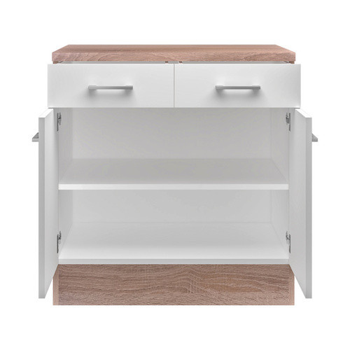 Flex-Well Küchen-Unterschrank Samoa in Weiß und Sonoma Eiche, B/H/T: 80 x 85 x 60 cm - Bild 2