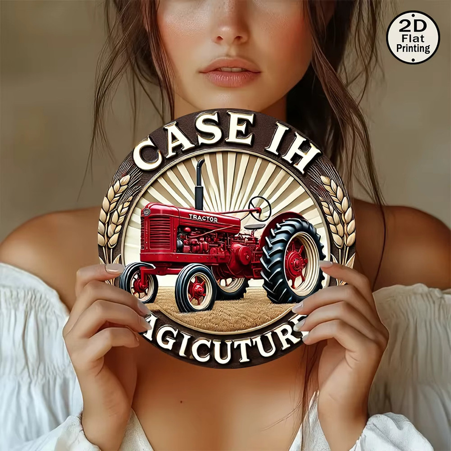Potdemiel Metallschild Case IH Traktor Vintage Design, rund, Durchmesser: 20,32 cm, mehrfarbig - Bild 3
