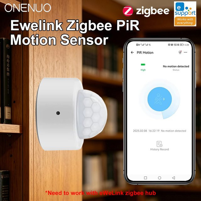 ONENUO eWeLink Zigbee Infrarot-Bewegungssensor PIR-Detektor in Weiß für Heimsicherheit mit App-Fernsteuerung (benötigt Zigbee 3.0 Gateway) - Bild 1
