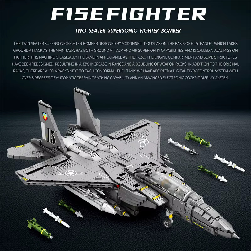 REOBRIX F-15E Strike Eagle Bomber, Baukasten, 1897 Teile - Bild 3
