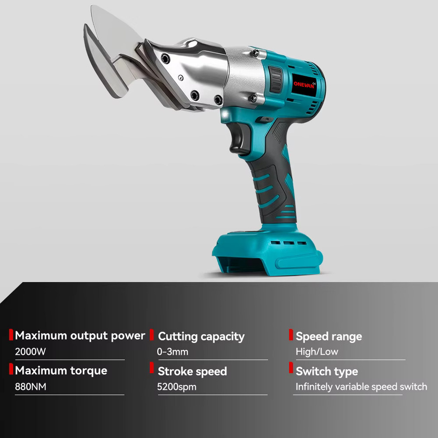 ONEVAN Bürstenlose Akku-Blechschere 2000W Multifunktions-Schneidwerkzeug kompatibel mit Makita 18V Akku - Bild 3