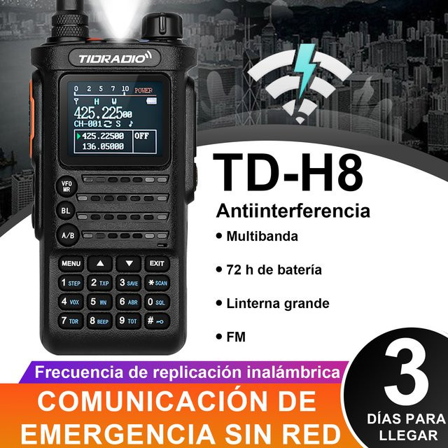 TIDRADIO TD-H8 2. Generation Walkie Talkie mit 10W Leistung, tragbarer Zwei-Wege-Radioempfänger und Notfallradio in Schwarz oder Transparent - Bild 1