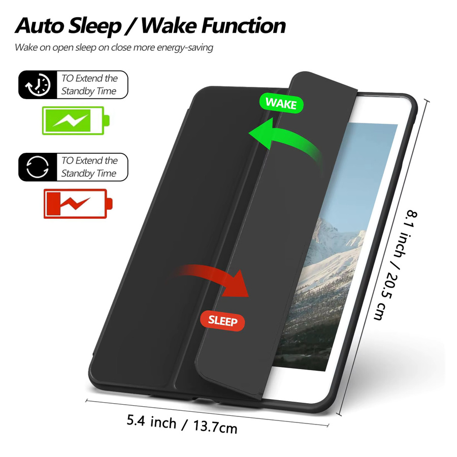 Leke-Leka Magnetisches Trifold Smart Cover für iPad mini 1 2 3 4 5 6 7 Generation in Schwarz - Bild 3