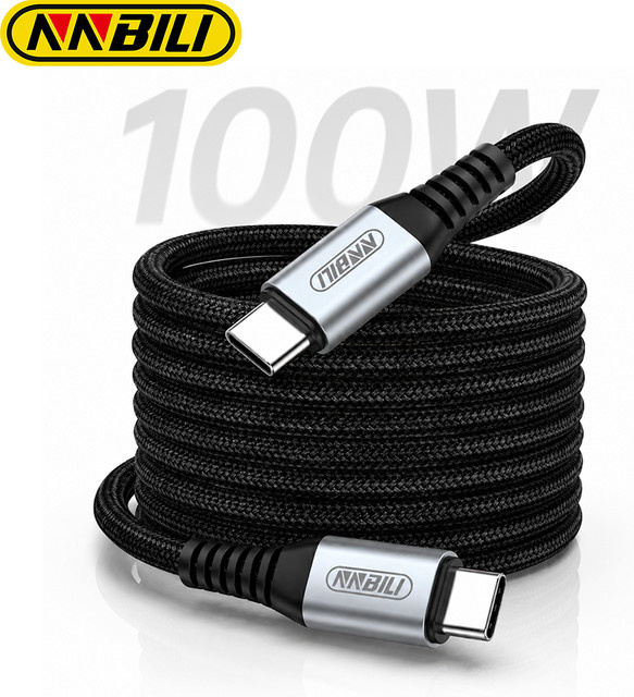 NNBILI USB Typ-C auf USB Typ-C Kabel 100W 5A PD Schnellladekabel in Schwarz - Bild 1