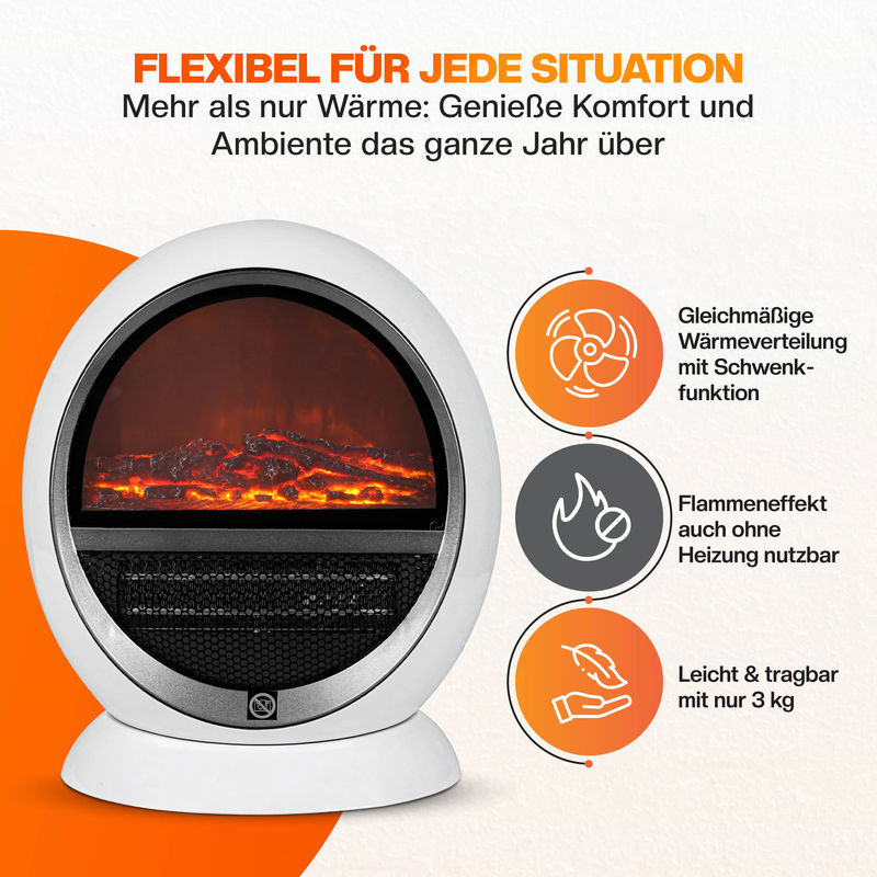 Deuba Heizlüfter mit Kamineffekt in Weiß, 1500W, mit Überhitzungsschutz, B/T/H: 35,0 x 31,0 x 31,0 cm - Bild 5