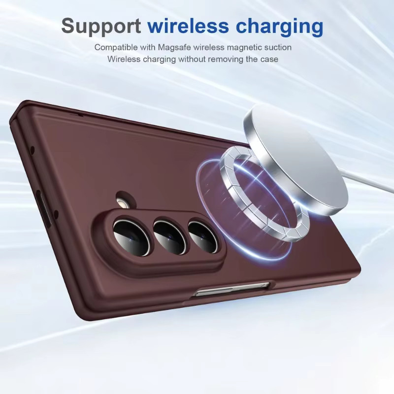 Premium Business MagSafe Schutzhülle für Samsung Galaxy Z Fold 7 6 5 4 in Schwarz mit stoßfestem Linsenschutz und HD-Hartglasfolie - Bild 3