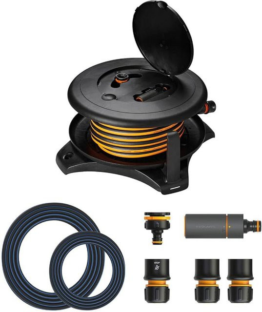 Fiskars Solid Wand-Wasserschlauchtrommel mit 20 m Schlauch und Wandhalterung - Bild 1