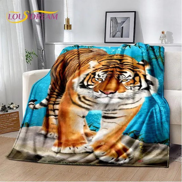 LjqTwelve Plüschdecke mit 3D-Cartoon-Tierprint, Flanelldecke aus Polyester für Kinder, B/B: 75 x 90 cm, Mehrfarbig - Bild 1