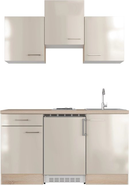 Flex-Well Singleküche Orlando Küchenzeile in Kaschmir Glanz und Eiche, Breite: 150 cm - Bild 1