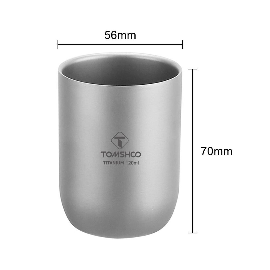 TOMSHOO Multifunktionaler Campingbecher aus Titan, doppelwandig, hitzebeständig, Farbe: Silber, 120 ml - Bild 3