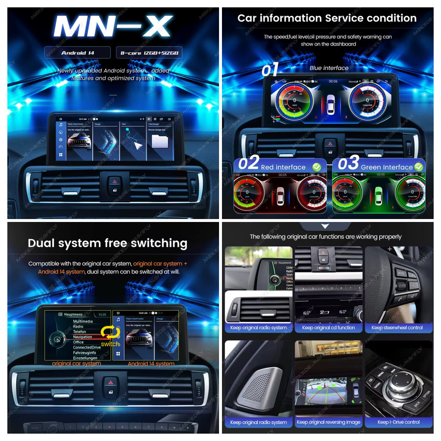 MEKEDE Multimedia-System für BMW 5er F10 F11 (2010-2017) mit CIC NBT, Android Auto, Wireless CarPlay, GPS und 4G LTE Radio-Player in Schwarz - Bild 3