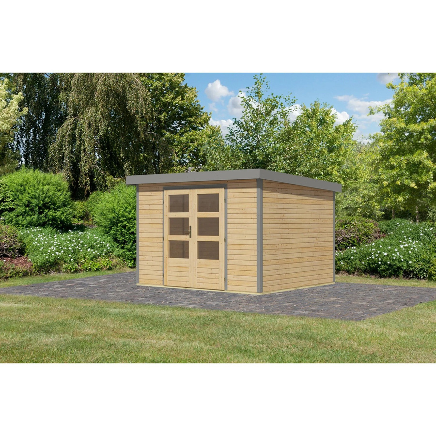 Karibu Gartenhaus Diego 5 A in Naturbelassen und Graualuminium, B/T/H: 298 x 209 x 242 cm - Bild 2