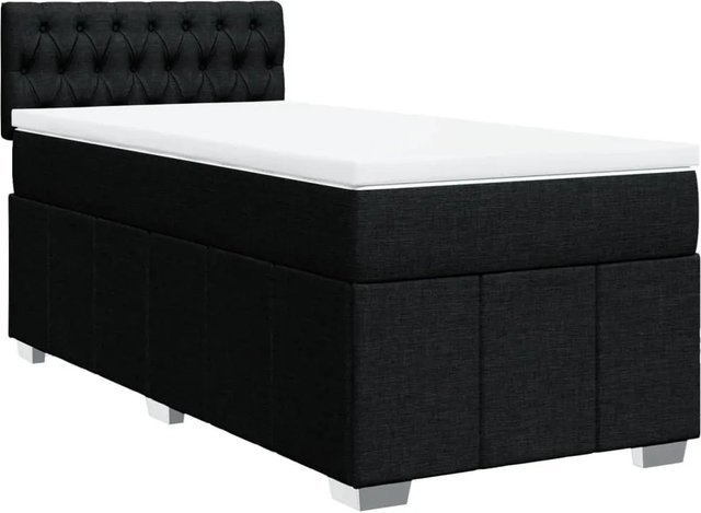 vidaXL Boxspringbett mit Matratze Schwarz B/T/H: 90 x 200 x 100,5 cm mit USB-Anschluss und Unterbettbeleuchtung - Bild 1