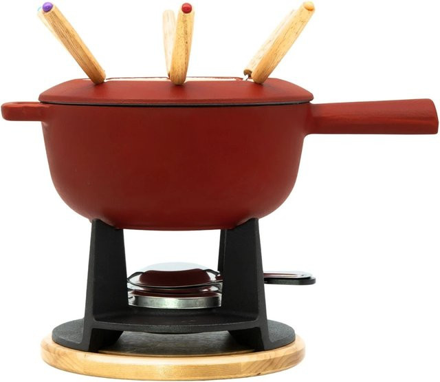 Osoltus Käsefondue aus emailliertem Gusseisen in Mattrot - Bild 1