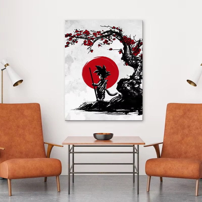 Bandai Dragon Ball Goku Leinwand Wandbild im Aquarell-Stil, Multicolor Wandkunst für das Kinderzimmer - Bild 2