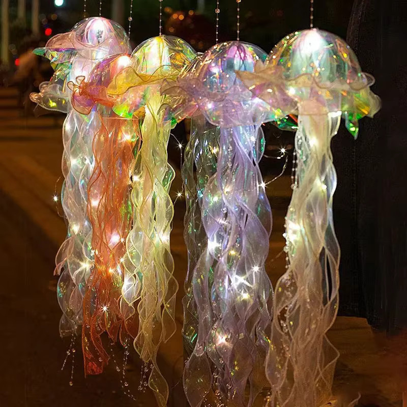 Bunte DIY Quallen LED Laterne in Multicolour als Nachtlicht für Partys und Dekorationen - Bild 3