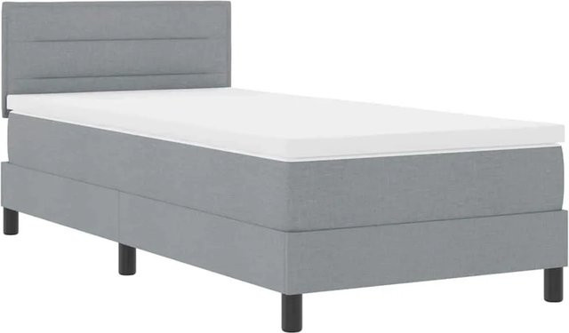 vidaXL Boxspringbett mit Matratze und LED-Unterbettbeleuchtung in Hellgrau, B/T/H: 80 x 200 x 88 cm - Bild 1
