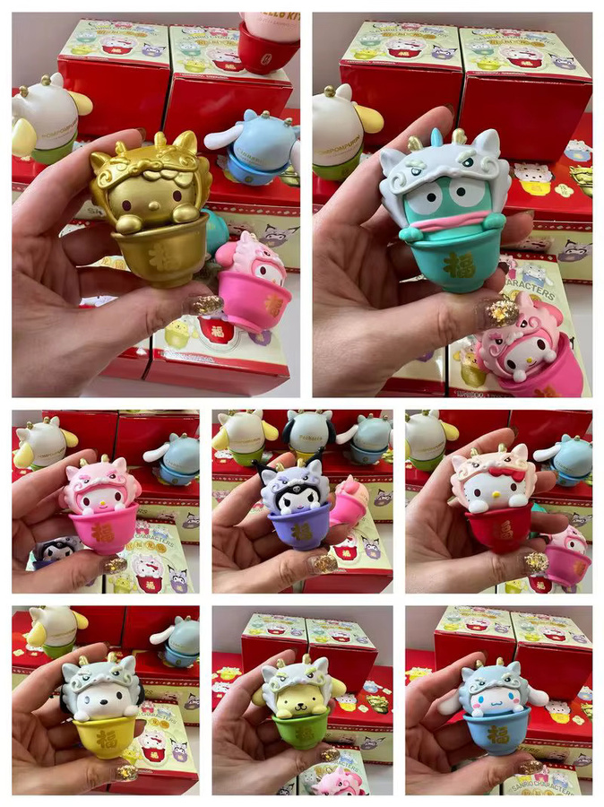 Sanrio Meiletipa Cha Dog Kt Cat Zhaofu Dragon Brocade Serie, Blind Box Puppe, Einzelfigur - Bild 3