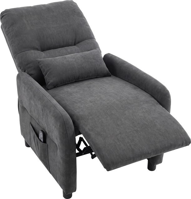 HOMCOM Massagesessel mit Wärmefunktion und 8-Punkt-Vibration, Relaxsessel mit Liegefunktion und Frottee-Bezug in Dunkelgrau - Bild 1