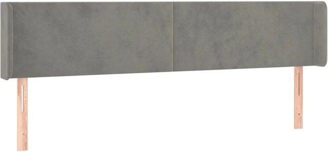 vidaXL LED Kopfteil aus Samt in Hellgrau mit USB-Ladeport und integrierter Beleuchtung, B/T/H: 203 x 16 x 78/88 cm - Bild 1
