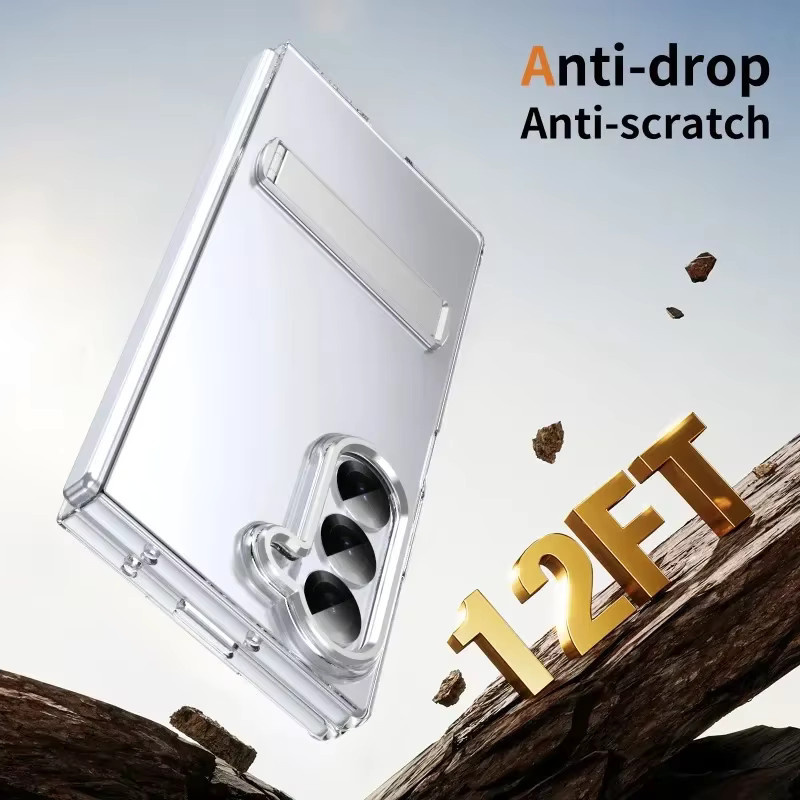Samsung Transparente Handyhülle mit Metallhalter für Galaxy Z Fold 7, 6, 5, 4 Stoßfester Schutz in Rot - Bild 3