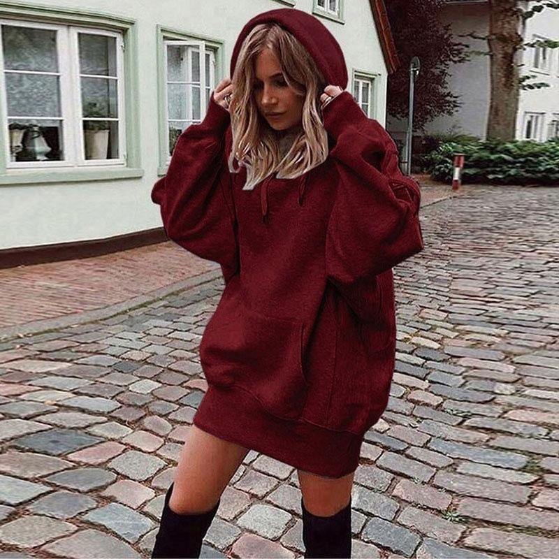 Damen Winterkleid, langarm, kapuzenpullover, XXXL - Bild 1
