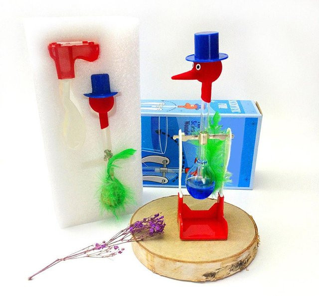 StellarSips Retro Glas Trinkvogel Ente blau - Bild 1