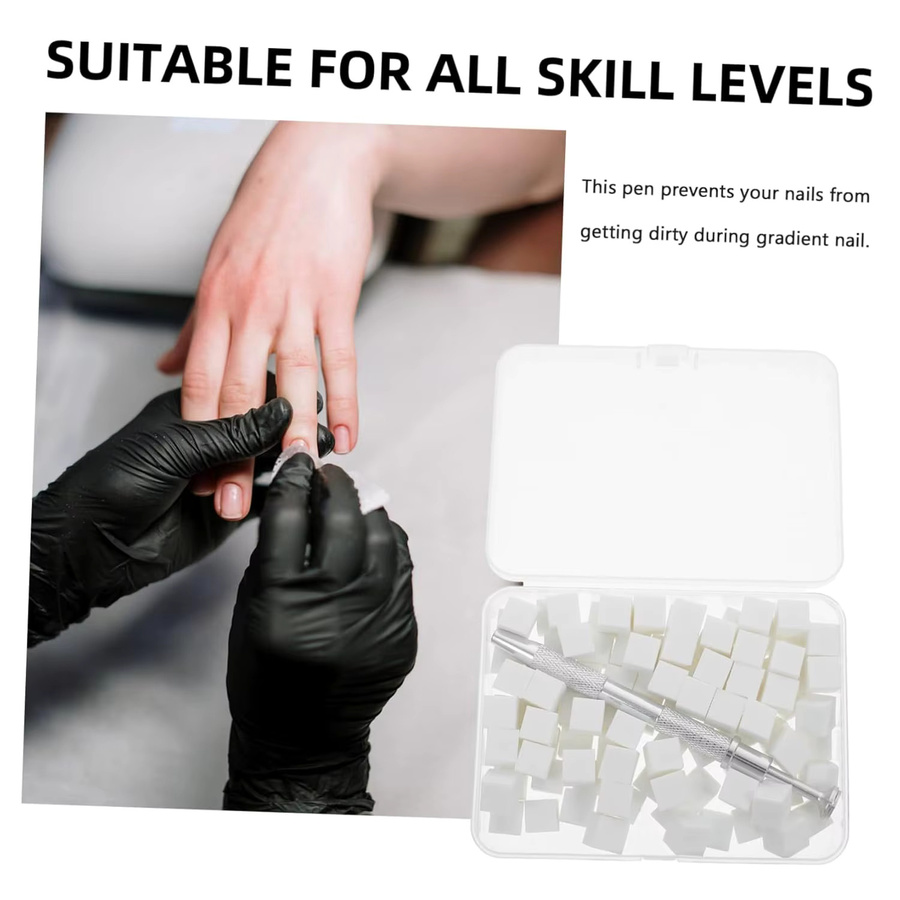 LINMANDA Nagelschwämme für Ombre Nail Art, Weiß, mit Metallgreifer und Box - Bild 2