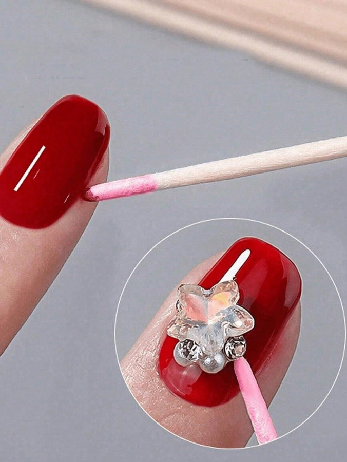 100 Stück doppelseitige Nagellack-Wisch-Holzstäbchen, Unisex - Bild 2